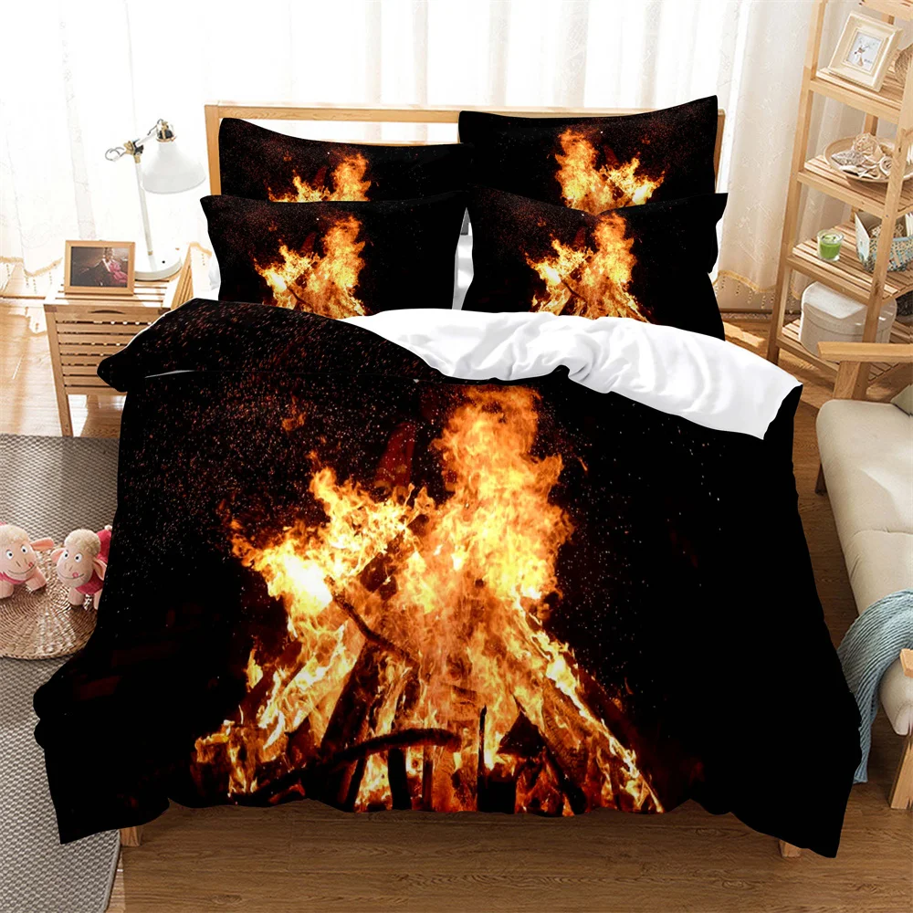 

Flame Fashion Bedding Set 2/3pcs 3D Digital Printing Duvet Cover Sets 1 Quilt Cover + 1/2 Pillowcases US/EU/AU Size