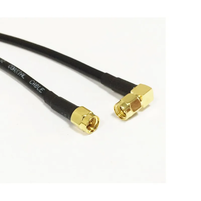 Xinangogo Copper SMA Male To SMA Male Right Angle Connector RG58 15CM-20M For WIFI 4G GSM Antenna Cable