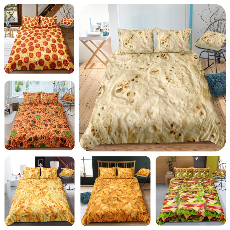 

Burger Chicken Roll Set De Cama 3d Bedding Set King Size Bed Linen Set Home Textiles Pizza Comforter Set Queen