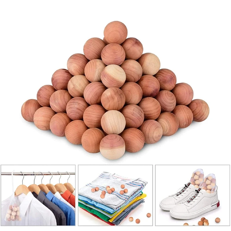 

Cedar Balls for Closets and Drawers Natural Cedar Balls for Clothes Storage 48PCs with 2 Satin Bags