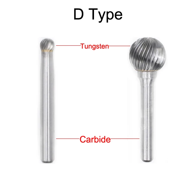 

D1210M06 4286 12mm D1412M06 4287 12mm D1614M06 4288 16mm Ball Round Head Tungsten D Single Groove Cut Grinding Rotary Rasp File