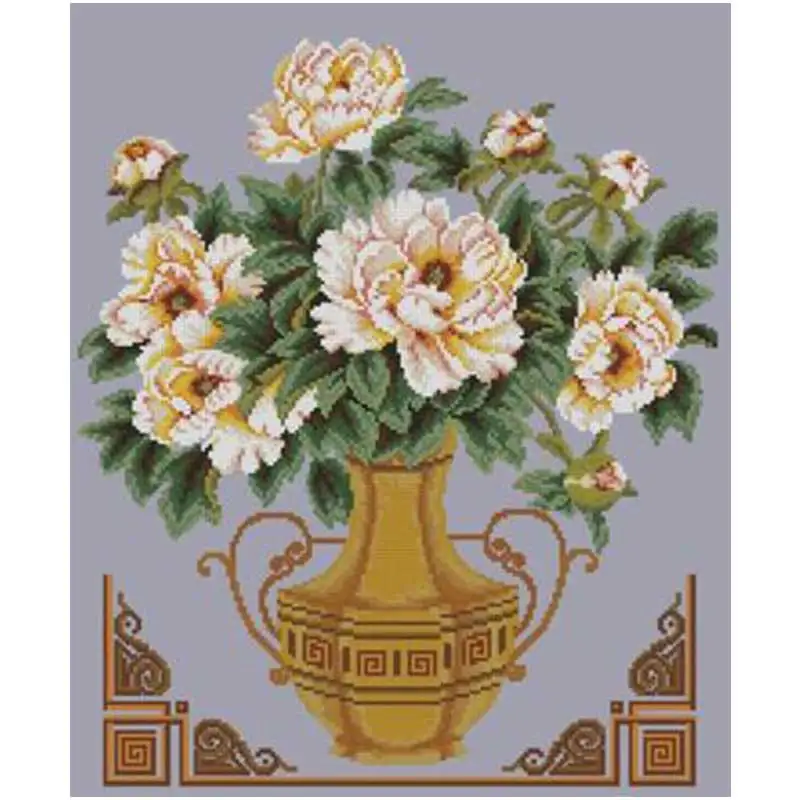 Peony vase patterns Counted Cross Stitch 11CT 14CT DIY wholesale Chinese Cross Stitch Kits Embroidery Needlework Sets