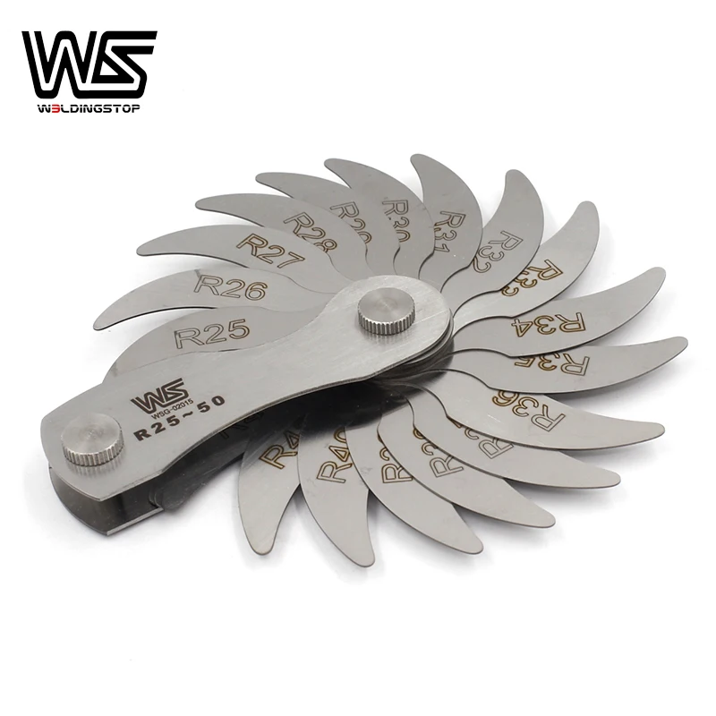 

20 Blades Radius gage gauge R25-50mm set Stainless Steel laser engraved mark with lock device (better quality)