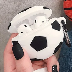 Creative Football Basketball Design Airpods Case Cute Globose Sports Accessories Soccer Lover Soft Silicone Protector Cover