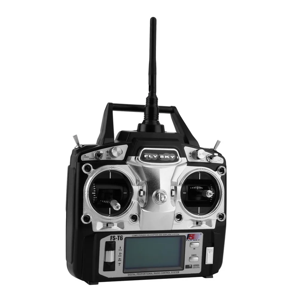 Flysky FS-T6 2.4GHz 6CH Mode 2 Transmitter dan Receiver R6-B untuk RC Quadcopter Helikopter dengan Layar LED Mode 1 Mode 2