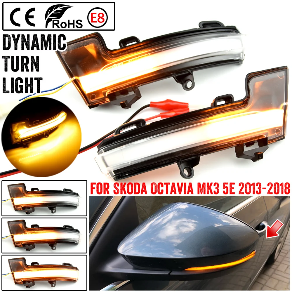 Dynamic LED Turn Signal Blinker Mirror flasher Light For Skoda Octavia Mk3 A7 5E 2014 2015 2016 2017 2018 2019