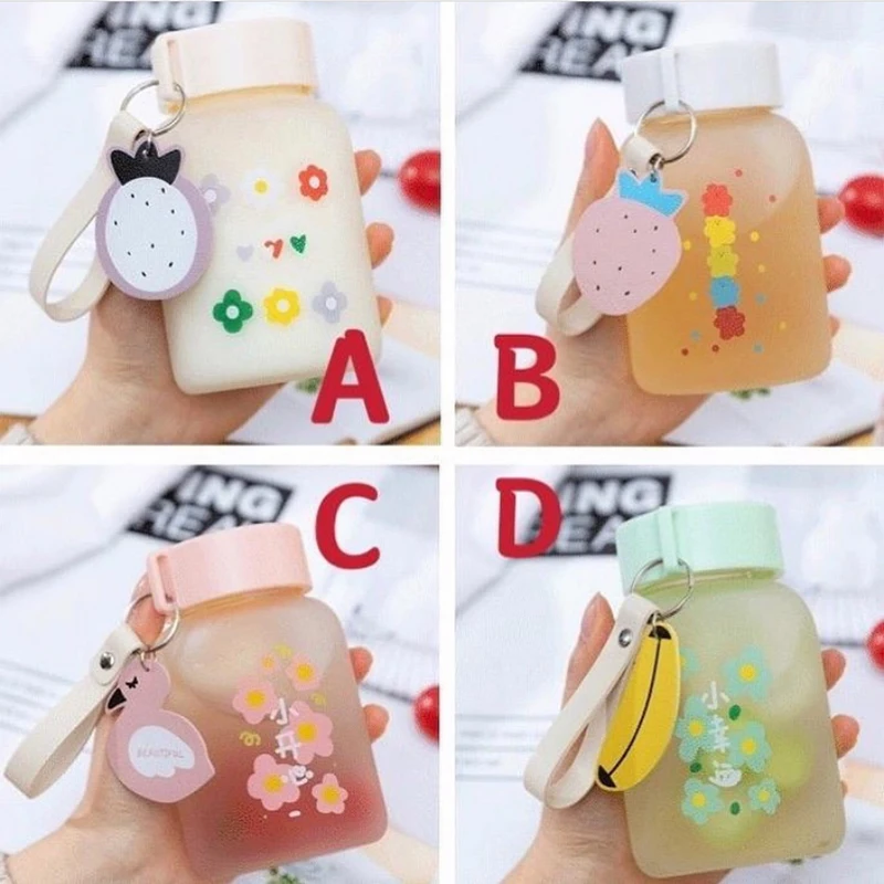 New Cute Flowers Water Bottle Creative Trend Portable Leakproof Ins Lovely Fresh Female Student Frosted Glass Water Cup With Lid