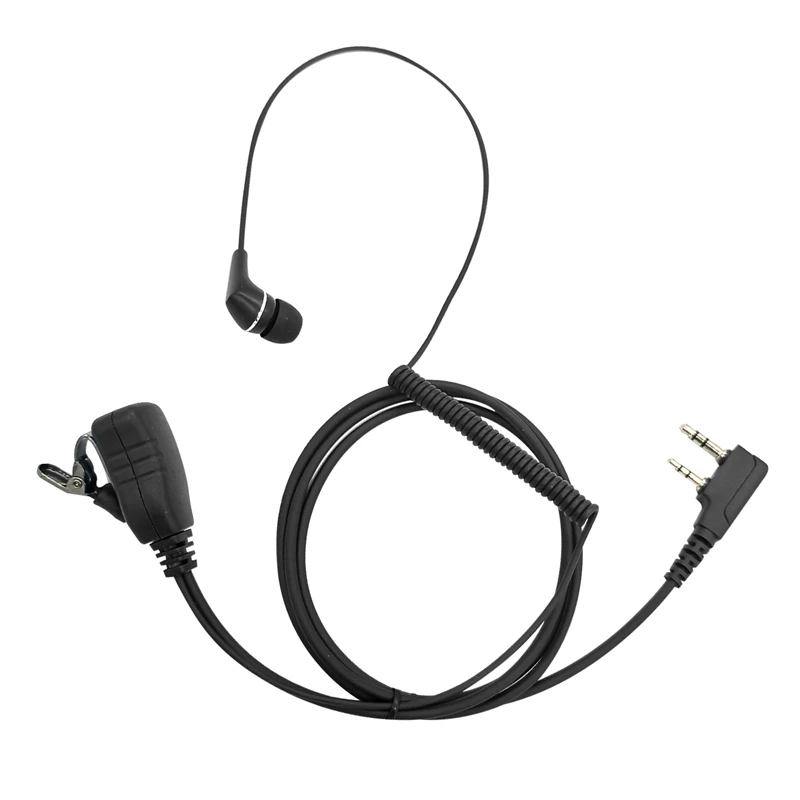 Walkie Talkie Headset with PTT Mic, 2 Pin, In-Ear Earpiece, BF-888S, UV-5RA, UV-5R, BF-777, H-777, RT21, 3.5mm, 2.5mm
