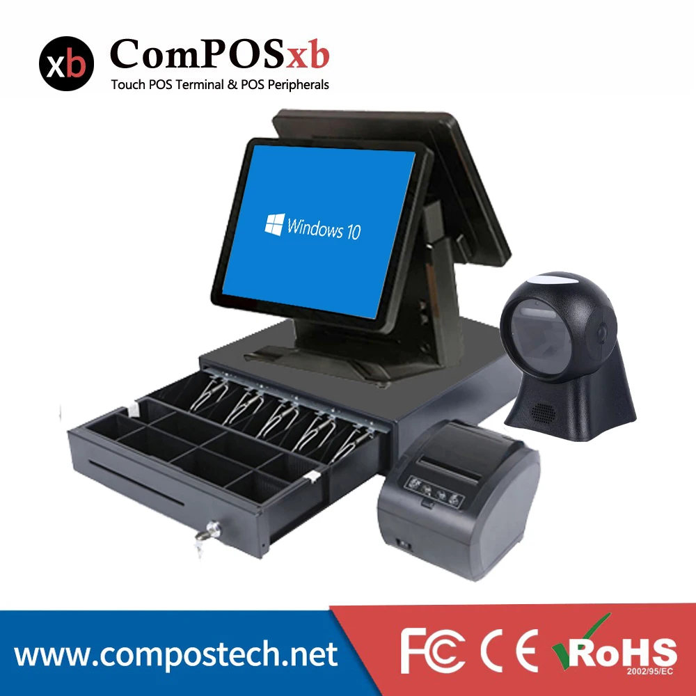 

High quality ComPOSxb 15+15 inch POS all in one terminal Touch POS system for supermarket