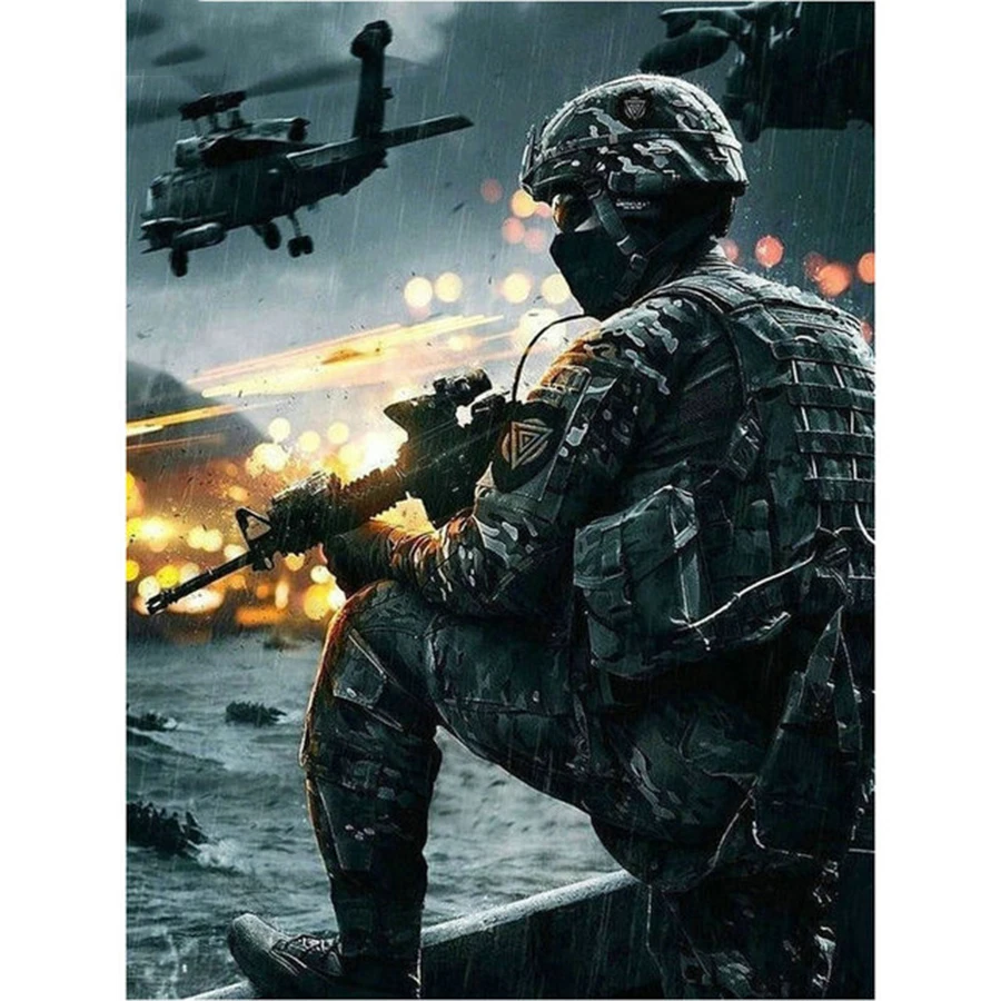 5d Diamond Painting Soldier Airplane Full Square War Pattern Diy 3d Round Diamond Mosaic Diamond Embroidery Set Craft Decoration