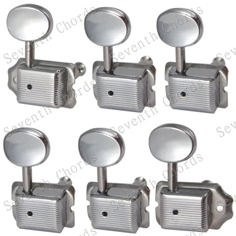 6-teiliges Set Chrom-Silber Vintage Gitarrenstimmwirbel 6R E-Gitarren-Stimmwirbel Mechaniken Gitarrenzubehör Teile – Detail 1