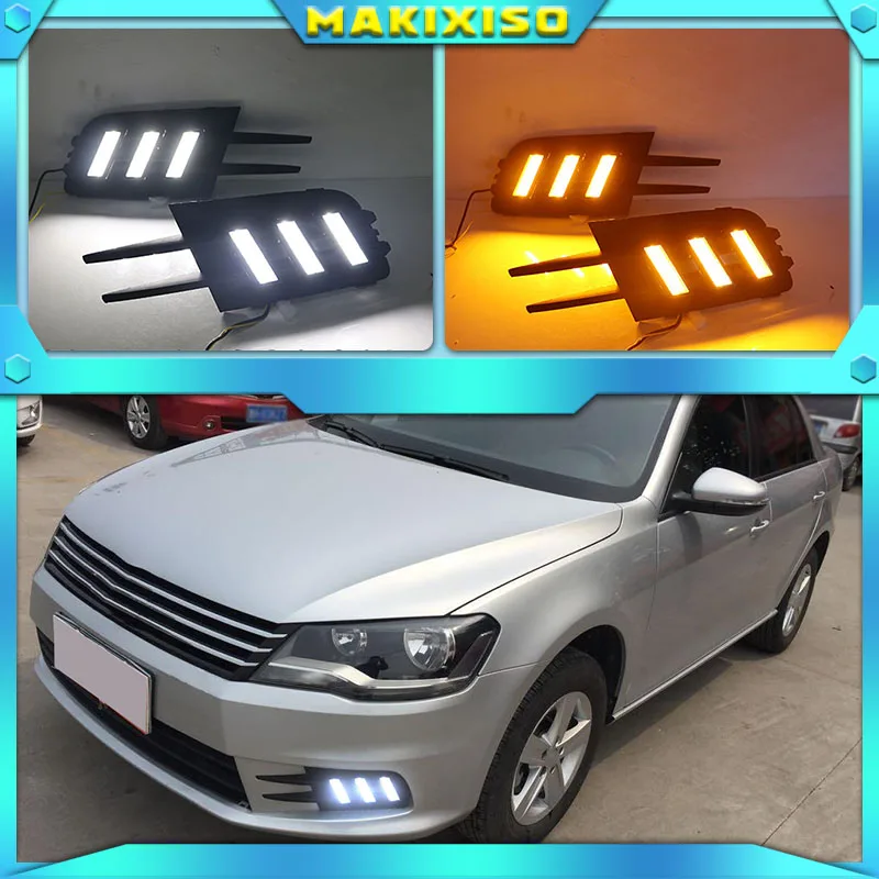 

2PCs/set 12v LED DRL Daylight For Volkswagen Bora 2013-2015 Daytime Running Lights Car LED Fog Lamp covers Car styling