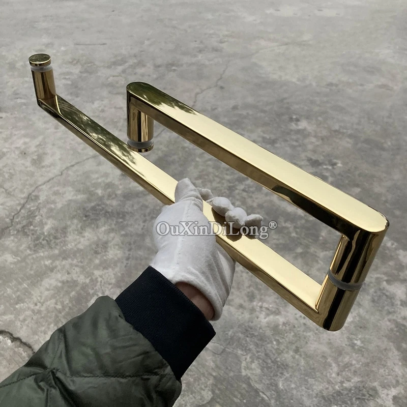 HOTSALE 304 Stainless Steel Frameless Shower Glass Door Handles L Type Bathroom Door Push Pull Handles Towel Bar Durable