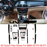 Matte Carbon Fiber Stickers For BMW X5 E70 X6 E71 Car-Styling Car Interior Center Console Color Change Molding Sticker Decals