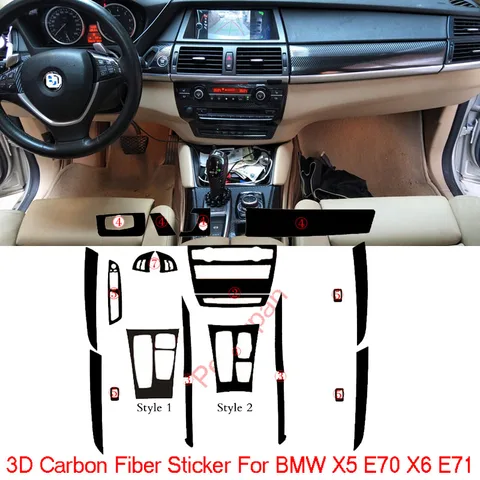 Матовые наклейки из карбона для BMW X5 E70 X6 E71, декоративные наклейки для центральной консоли автомобиля, изменение цвета, наклейки-декали для интерьера.