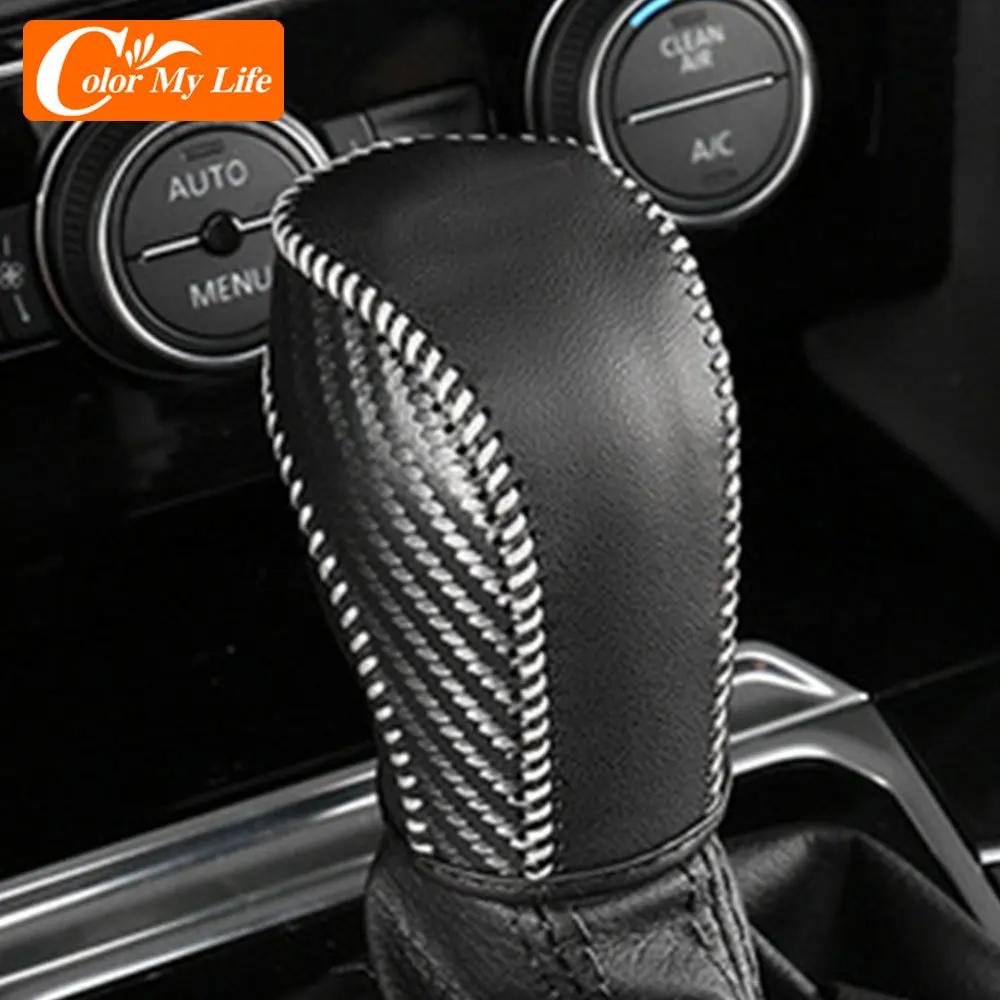 Leather AT DSG Gear Shift Collars for Volkswagen VW Polo Tiguan Golf 5 6 7 Mk7 Passat B5 B6 B7 CC Jetta Car Handbrake Cover