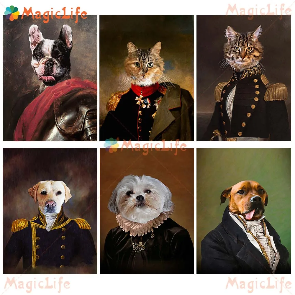 

Funny Animal Gentleman Knight Pet Shop Decor Wall Pictures For Living Room Nordic Poster Wall Art Canvas Painting Unframed