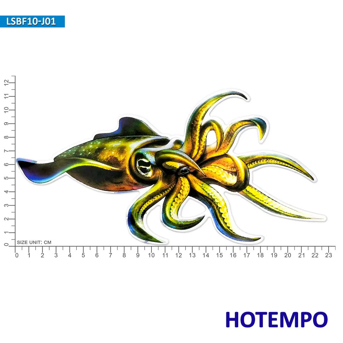 20cm Laser Style Big Size Fish Giant Squid Architeuthis Dux Laptop Motorcycle Boat Car Stickers for Fisherman Waterproof Sticker