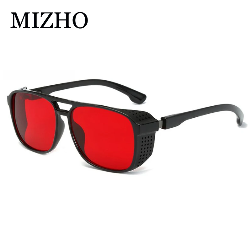 MIZHO Reflection Effects Black Goggle Unisex Tony Star Sunglasses Women Polaroid Steampunk Designer Punk Glasses Men Polarized