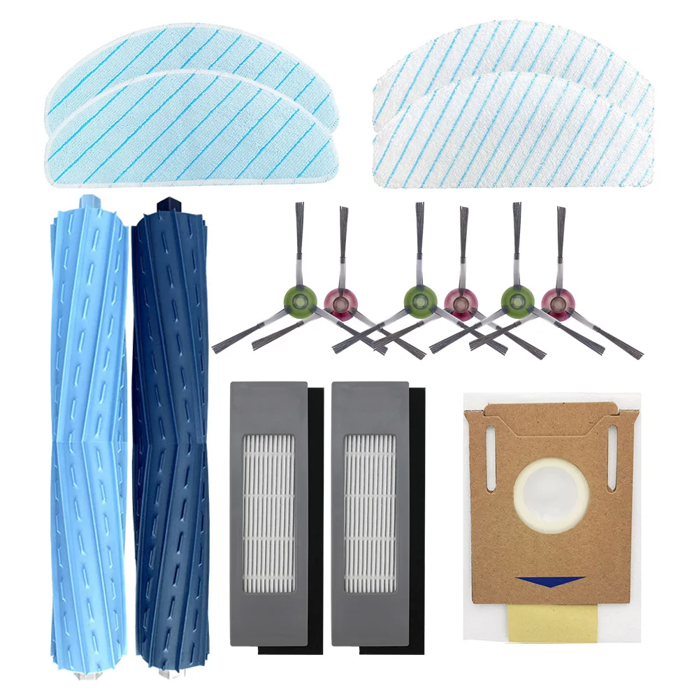 ECOVACS-accesorio de limpieza para ECOVACS T9AIVI / AIVI +, cepillo principal con rodillo de goma, cepillo lateral de filtro de HEPA, paño de mopa, Cargador, Cubo de basura, bolsa de polvo