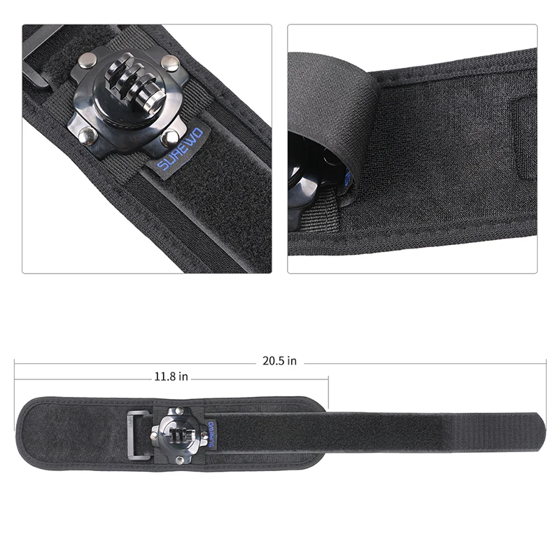 Крепление для ремешка SUREWO, совместимое с GoPro Hero 13/12/11/10/9 Black, DJI Osmo Action 5/4/3, AKASO