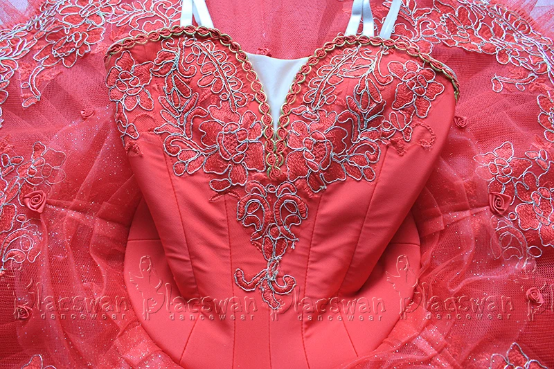 Spanish Variation Nutcracker Professional Ballet Competition Dance Costumes Red Platter Tutu BT879 image 5