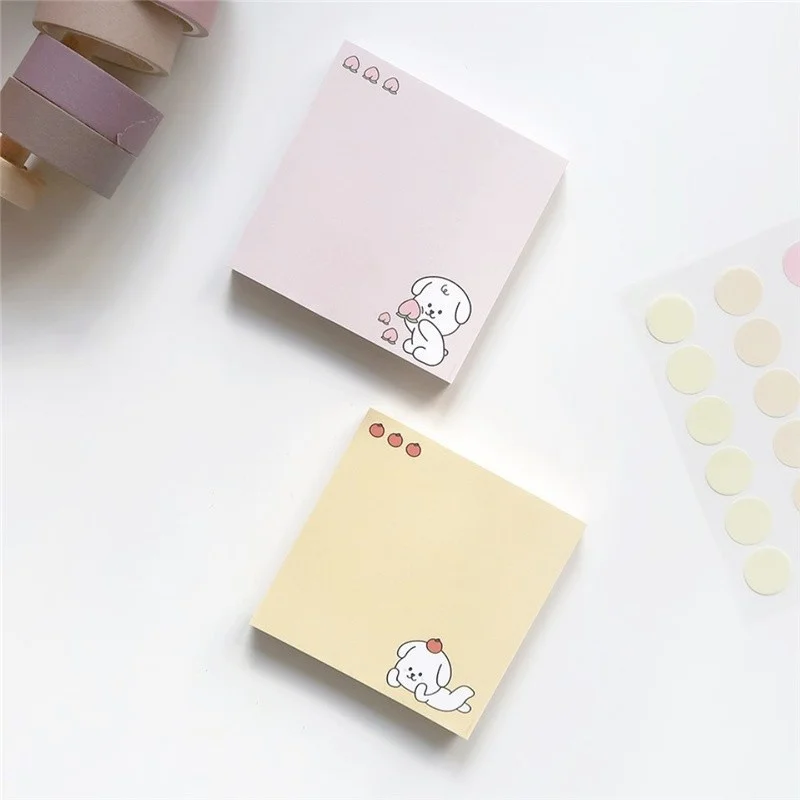 Cartoon Cute Puppy Apple Peach Memo Pad Student Learning Notepad Kawaii Message Paper Kpop Stationery School Supplies 50 Sheets