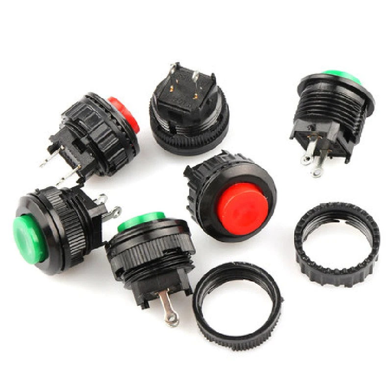 2Pcs DS-500 14Mm Schakelaar Schakelaar Druk Door Rood Groen Non-Lock Switch Self-Reset DS-501