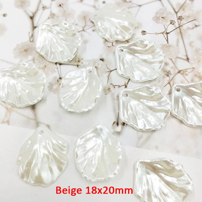 30 unids/lote ABS de perlas de imitación, pétalos de flor, pieza, dijes, colgante para DIY, pendientes hechos a mano, pulsera, collar, fabricación de joyas