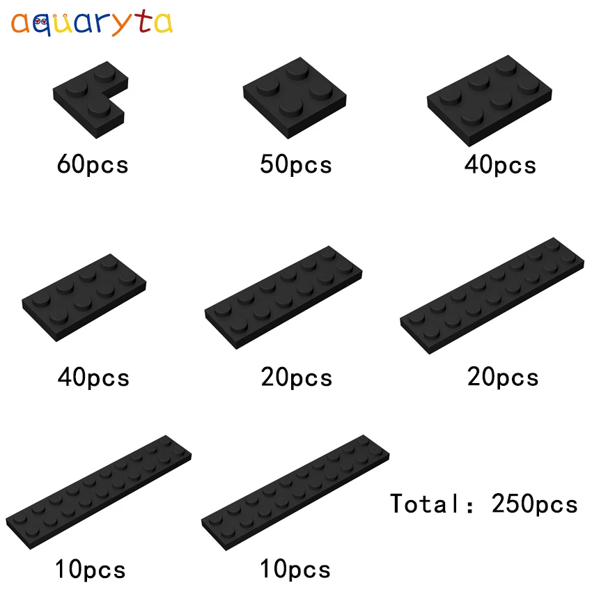 

Aquaryta Building Block Part Black 250pcs/bag Plate Compatible 2420 3022 3021 3020 3795 3034 3832 2445 MOC DIY Toys for Children