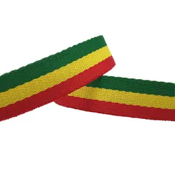 3M/Lot Thickened 25mm 38mm Brazil's Style Twill Webbing Red Yellow Green Striped Polyester Strap for Bag DIY Clothing Belt