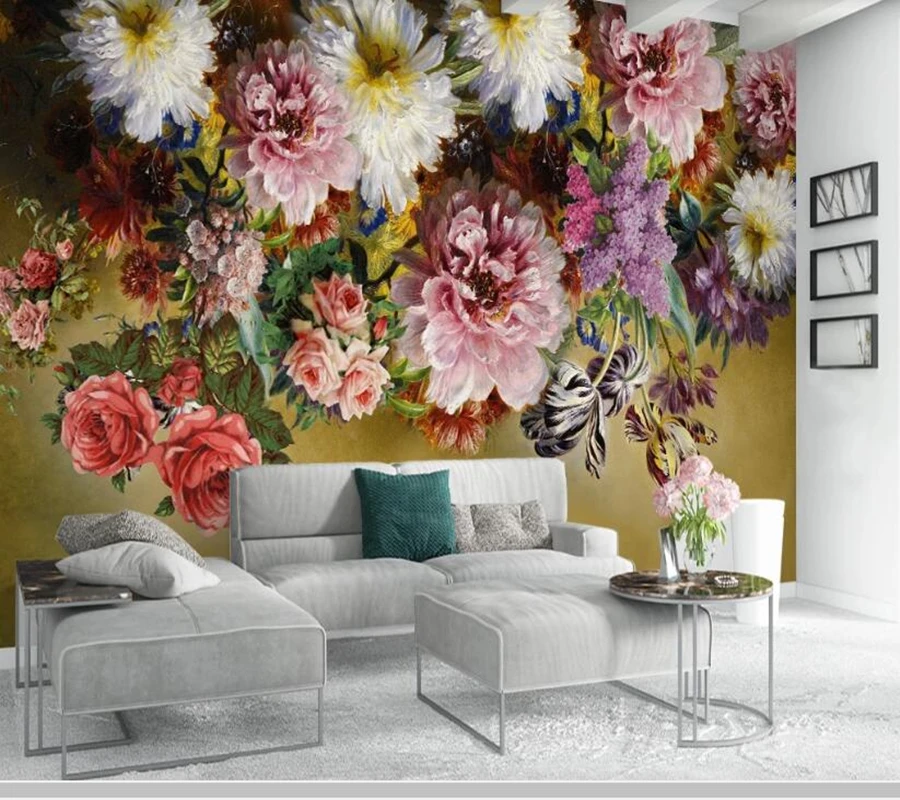 

European retro vintage rose flower 3d wallpaper papel de parede,living room tv sofa wall bedroom wall papers home decor