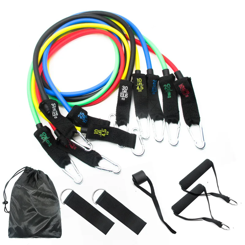 Resistance Bands 11 Piece Set Fitness Gym Equipment For Home TPE Gum Sport Training Workout Exercise Equipment Fitness Band