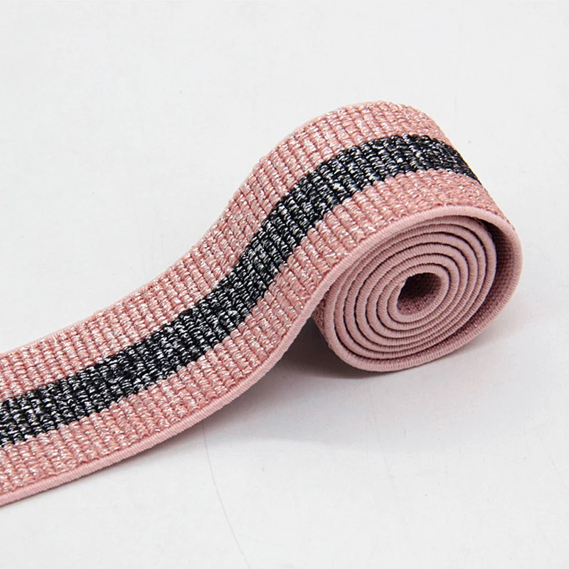 40MM Nylon Colorful Stripe Elastic Bands DIY Belt Ribbon Dress Pants Shoes Clothing Rubber 4cm Webbing Garment Sewing Accessory