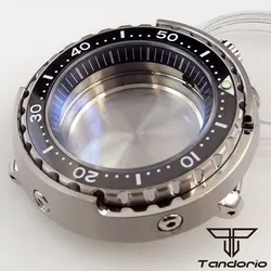 Fit NH35/NH36/SBBN031/SKX007 47mm Stainless Steel Tuna Canned Dive Watch Case 4 o'clock Crown Sapphire Glass 20ATM Ceramic Bezel