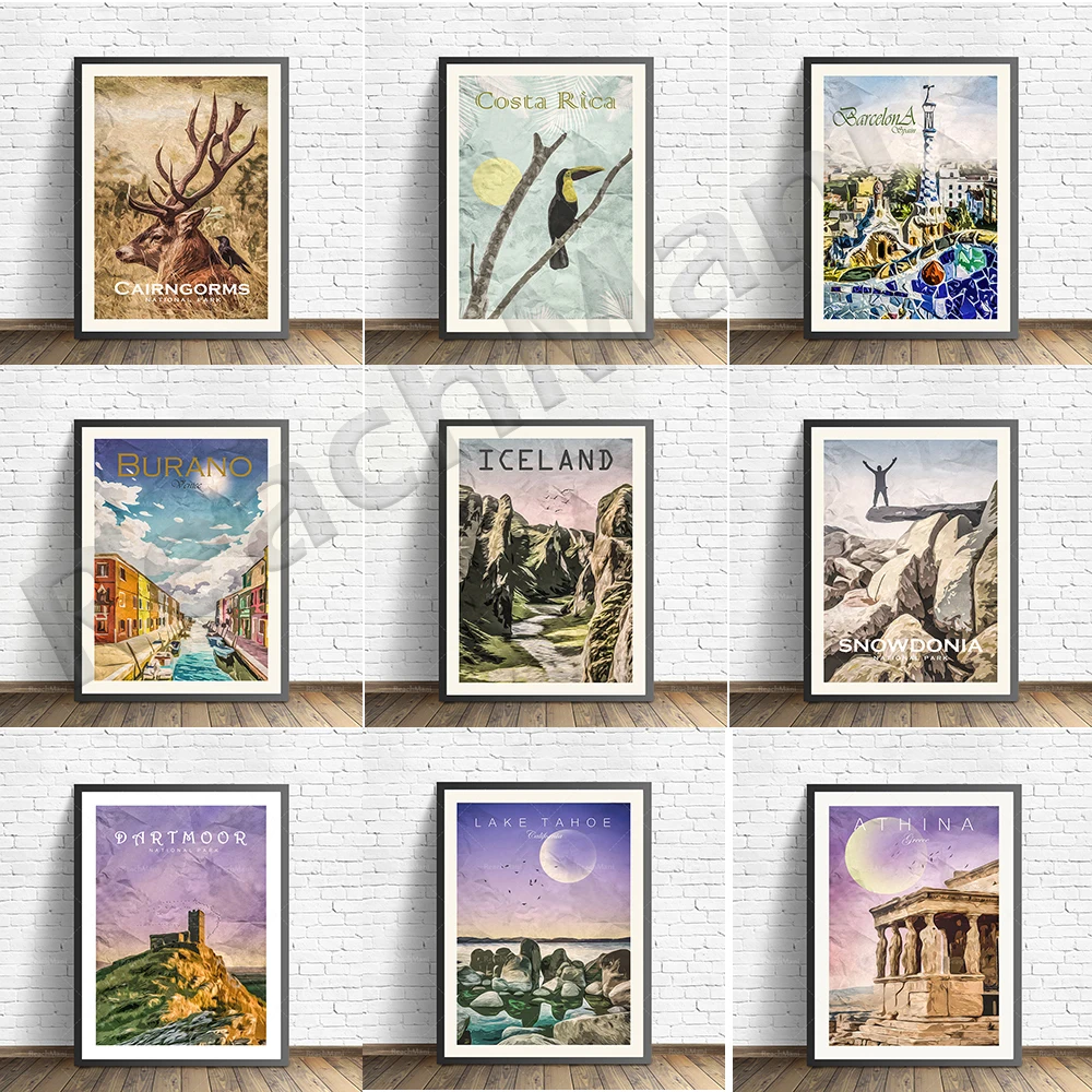 Póster de viaje de Durdle Gate, España, Costa Rica, Namibia, Dartmoor, Portugal, Barcelona, Cairngorm, Jalisco, Parque Nacional Yoho