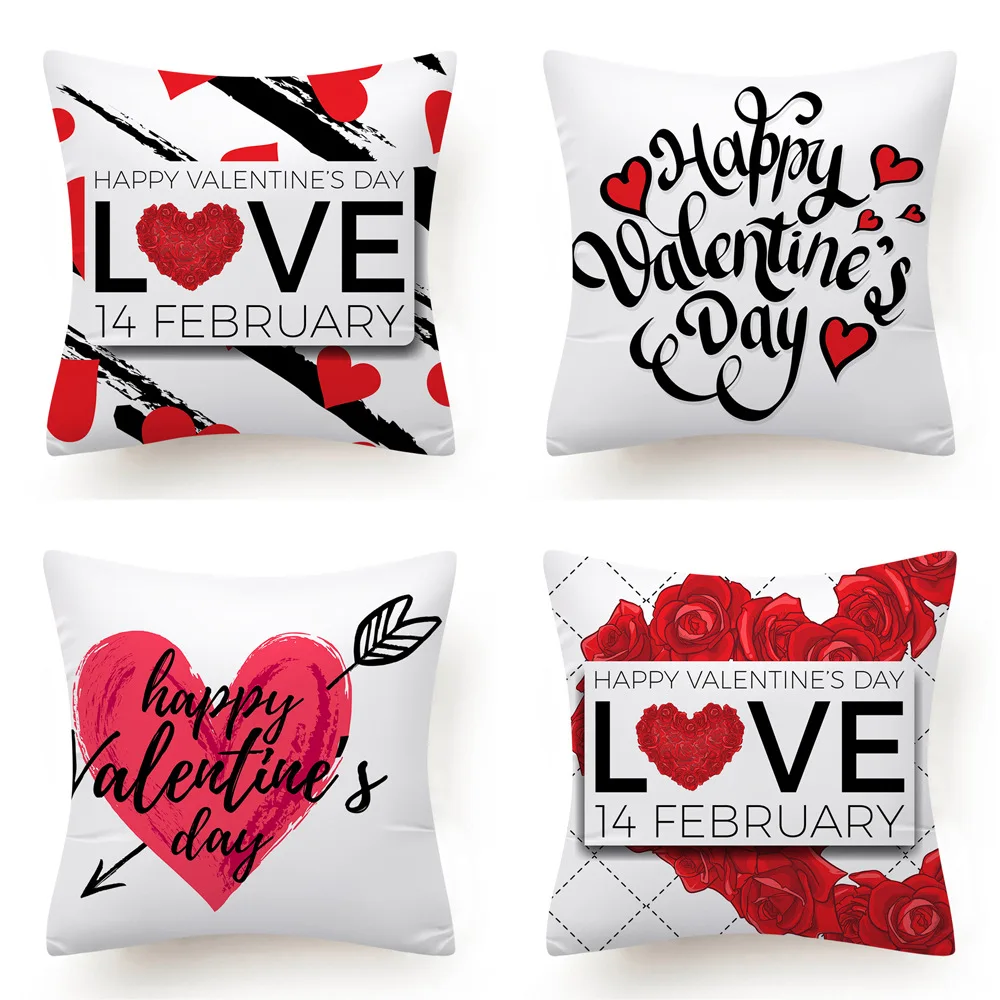 

European and American Valentine's Day Short Velvet Pillowcase Home Holiday Party Decoration Pillow Cushion Cover home decor