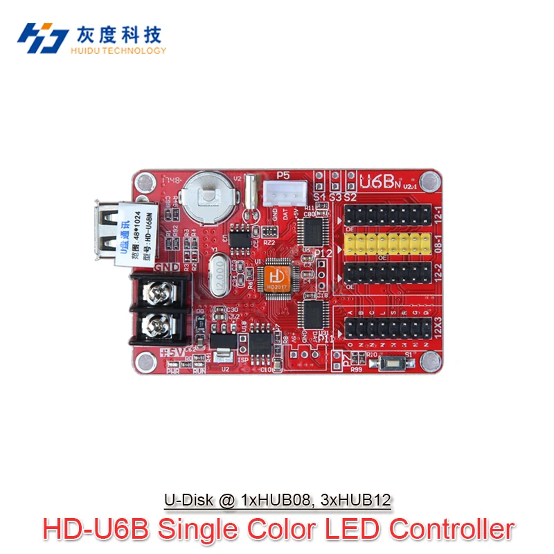 Huidu HD-U6A HD-U6B HD-U62 HD-U63 HD-U64 Single Color U-disk Controller Card Use For P10 F3.75 P4.75 Single Color LED Module