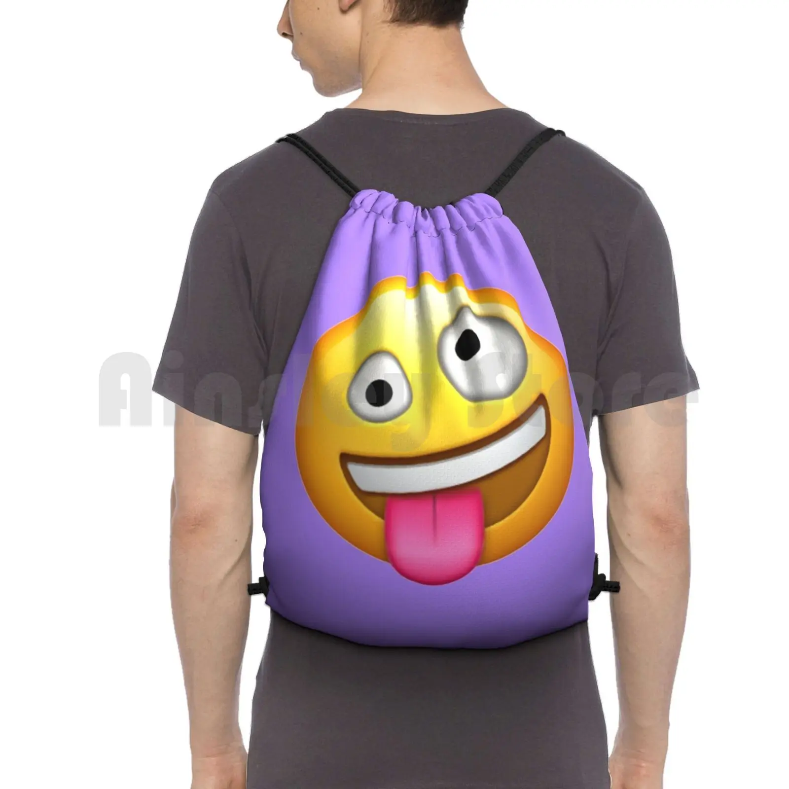 Crazy Face Backpack Drawstring Bags Gym Bag Waterproof Face Crazy Zany Tongue Crazed Coo Coo Koo Koo Kooky Dumbfound