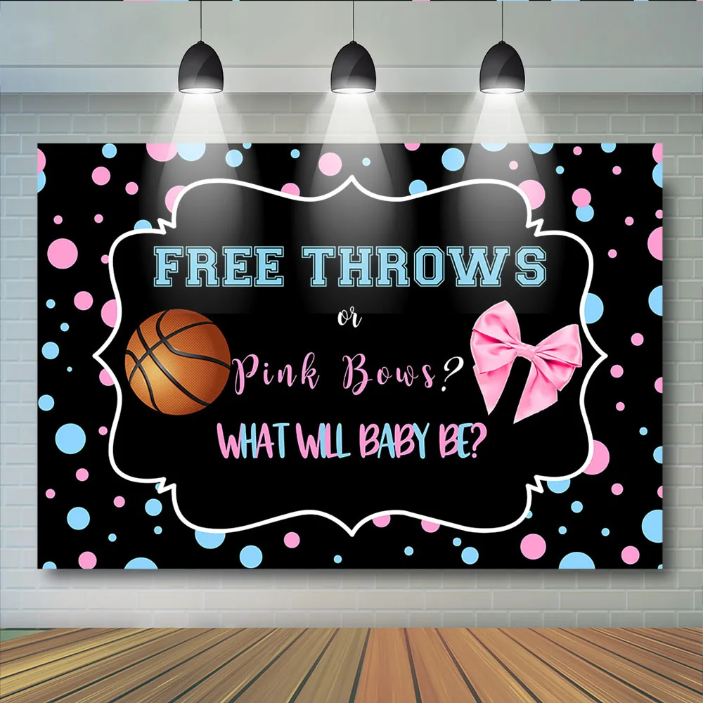 Gender Reveal Backdrop for Photography Party Decoration Supplies Prop Boy Or Girl Sex Reveal Background Basketball Photobooth