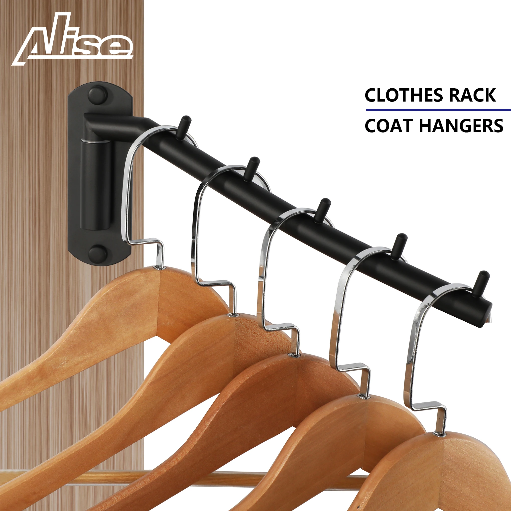 Wall Mounted Space Saving Clothes Rack, Cabide, Aço inoxidável, Espaço interior Saving Hangers para roupas, Braço de balanço do banheiro