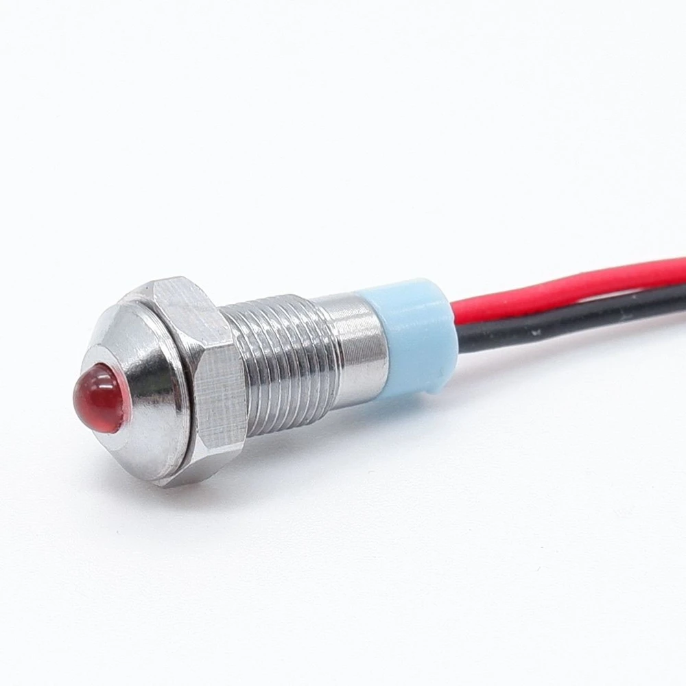 1 sztuk 6mm metalowy wskaźnik światła 6V 12V 24V 110V 220v głowica kulowa LED lampka sygnalizacyjna z drutu czerwony żółty niebieski zielony biały