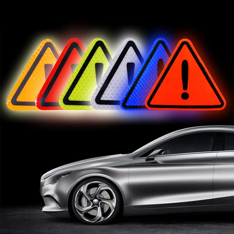 110mm Triangular Reflective Stickers Danger Signs Car Stickers Car Rear Long-Distance Safety Warning Signs Reflective Stickers