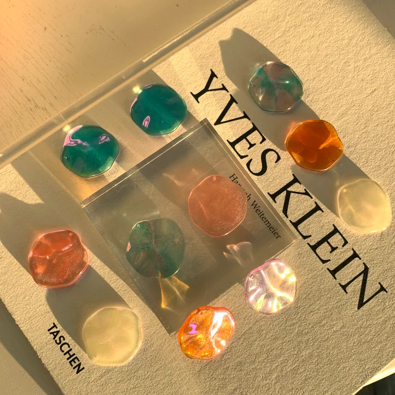 

Irregular circular water wave pattern dream color resin pendant DIY hand hair earring nail accessories material