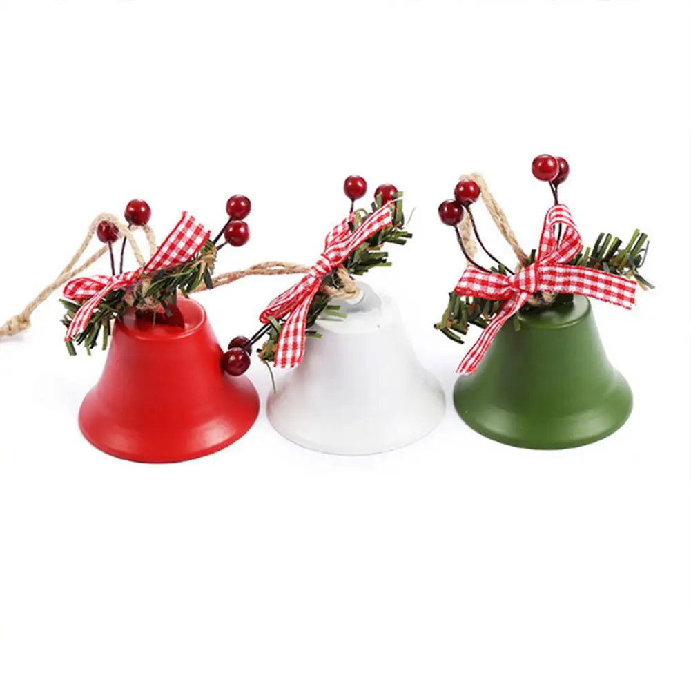 1PC Christmas Bell Red White Green Metal Jingle Bells Christmas Tree Hanging Pendant Ornament Christmas Decoration for Home