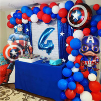 1Set Captain America Hero Balloon Birthday Party Decorations Baby Shower Decor Kids Party Cartoons Character Number Balloon Gift