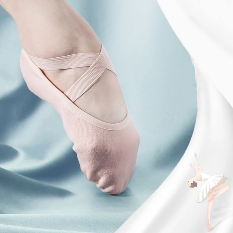 Chaussures de Ballet à Pointe pour femmes, pantoufles de danse en toile à haute élasticité, semelle fendue, pompe de ballerine pour la danse