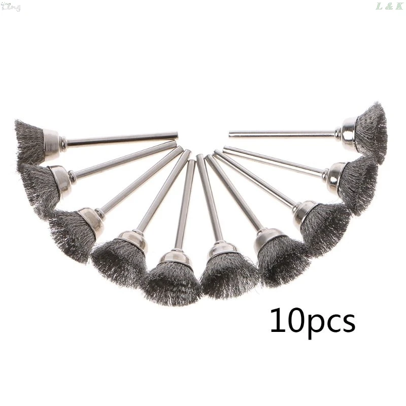 10pcs Forma di Coppa Ruota Filo di Acciaio Spazzole per Utensili Dremel Elettrico Strumento di Pulizia Ruggine Utensile Rotante per L'incisore Abrasivo materiali