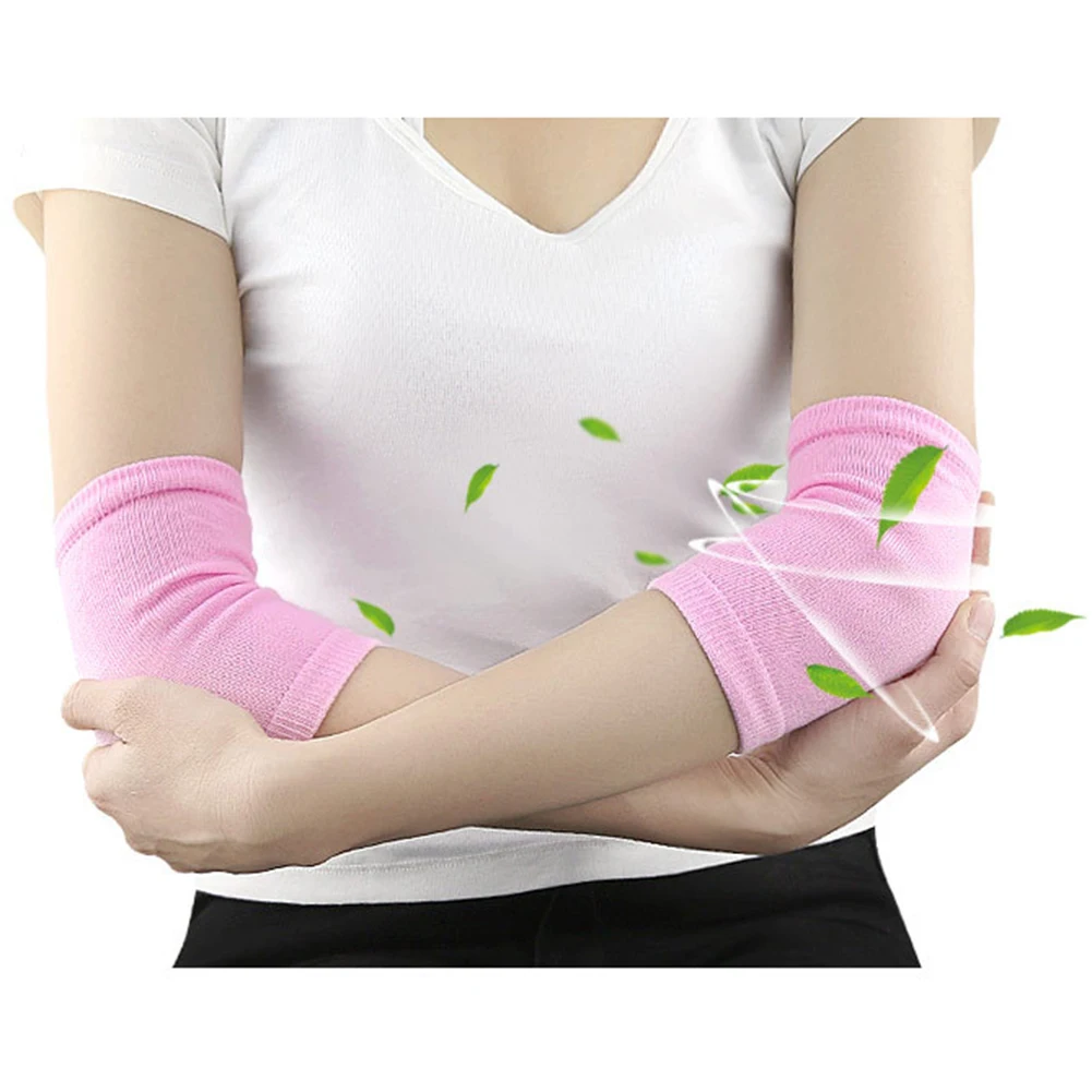 2pcs Pink Moisturizing Gel Elbow Mats Skin Care Breathable Nursing Sleeves Protector Guard Shield Exercise Wrist Protector Brace