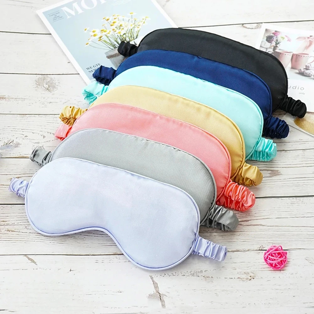 Multiple Colors Silk Sleeping Eye Mask 1pc Pure Color Eye Covers for Travel Night Dream Soft and Comfortable Sleep Eye Patch